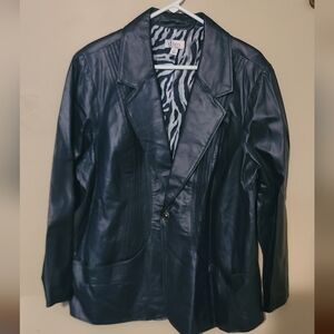 Denim&Co Blue Leather Blazer Size 2X